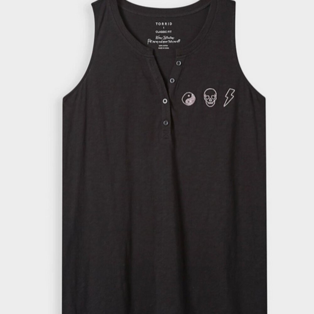 Torrid Black Tank with Pink Design size 0